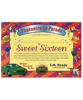 Sweet Sixteen Certificate