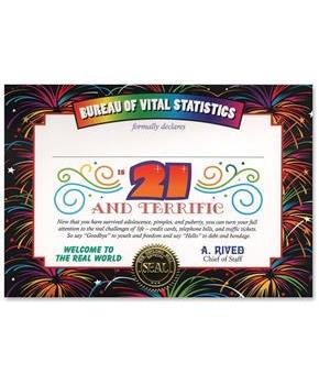 21 & Terrific Certificate