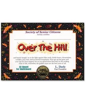 Over The Hill Certificate