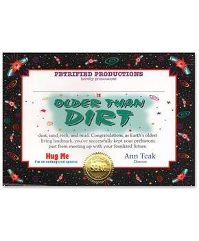 Older Than Dirt Certificate