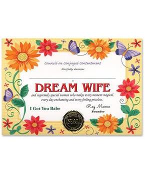 Dream Wife Certificate