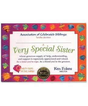 Very Special Sister Certificate