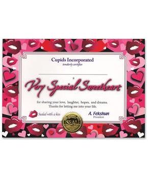 Very Special Sweetheart Certificate