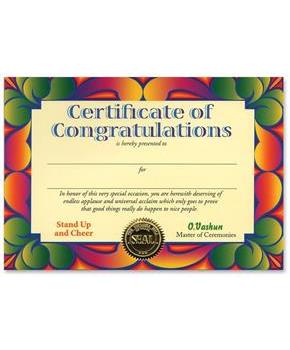 Certificate Of Congratulations