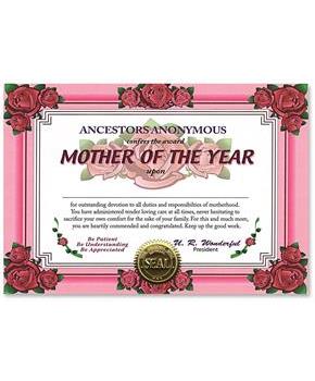 Mother Of The Year Certificate