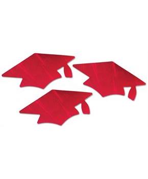 Red Metallic Grad Cap Cutouts