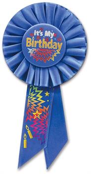 Blue It's My Birthday Rosette