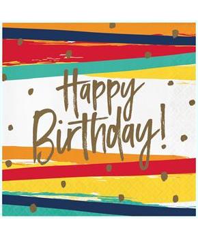Birthday Stripes Luncheon Napkin Kit (48), Each