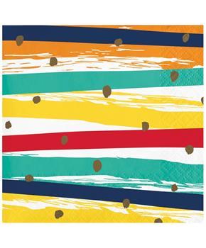Birthday Stripes Beverage Napkin Kit (48), Each