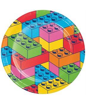 Block Bash Toy Blocks Dinner Plates, 24 ct