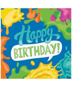 Paint Splatter "Happy Birthday" Napkins, 48 ct