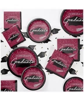 Burgundy Graduation Tableware Kit