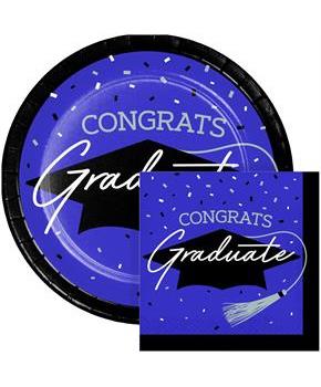 Purple Graduation Plates and Napkins Kit