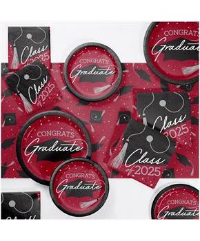Red Graduation Class of 2025 Tableware Kit