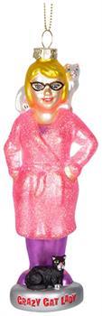 Crazy Cat Lady Glass Holiday Ornament