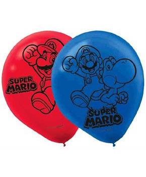 Super Mario Bros. 12" Red/Blue Party Balloons, 6-Pack
