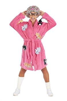 Crazy Cat Lady Adult Costume | Robe & Wig Funny Costume Set | One Size Fits Most