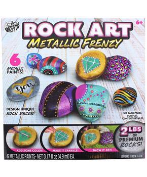 Rock Art Metallic Frenzy DIY Craft Kit | Includes 2 lbs of Premium Rock