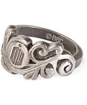Doctor Who Logo Vine Stainless Steel Women's Ring, Size 7