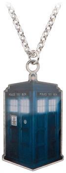 Dr. Who Photo Printed Stamp Cut Tardis Necklace