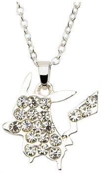 Pokemon Pikachu w/ Gems Silver Pendant Necklace