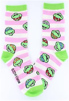 Teenage Mutant Ninja Turtles Pink Striped Crew Socks
