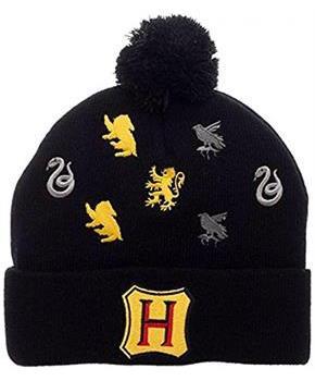 Harry Potter Hogwarts Houses Embroidered Logos Pom Beanie