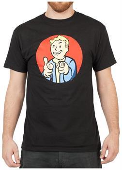 Fallout Vault Boy Pointing (Red Circle) Men's Black T-Shirt
