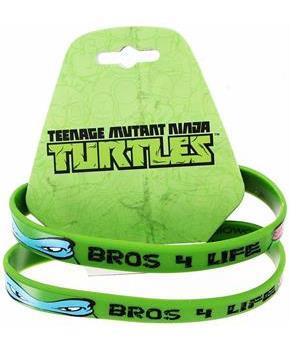 Teenage Mutant Ninja Turtles "Bros 4 Life" Green Rubber Bracelet 2-Pack