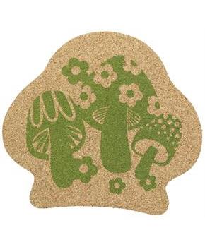 Single Retro Cork Drink Coaster -Mushrooms