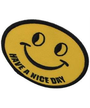 Smiley Face "Have a Nice Day" Iron-On Fabric Patch