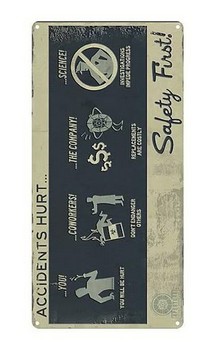 Portal Safety First Tin Wall Sign