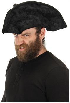 Old Pirate Black Tricorn Hat Adult Costume Accessory One Size