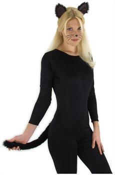 Cat Ears and Tail (Black) Kid and Adult Costume Kit Unisize