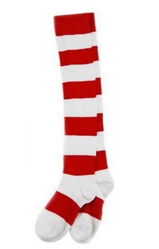 Where's Waldo Wenda Deluxe Over the Knee Costume Socks Adult
