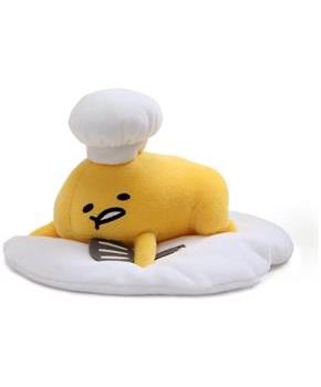 Gudetama 7.5" Plush: Lazy Egg Laying Down w/ Hat and Spatula