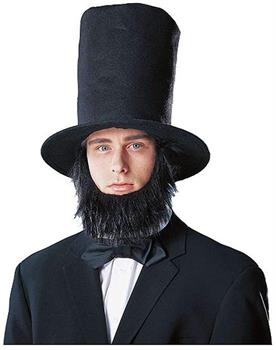 Abraham Lincoln Men's Costume Hat with Beard - Black