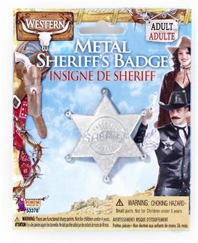 Silver Metal Costume Sheriff Badge Adult