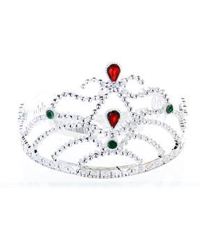 Silver Costume Tiara With Colored Stones Child