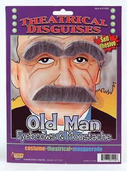 Old Man Costume Eyebrows and Moustache