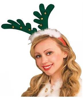 Green Reindeer Costume Antlers with Bells