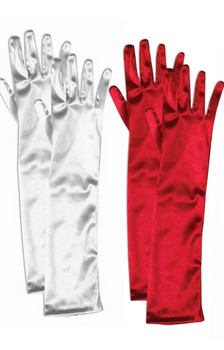 Long Red Adult Female Costume Satin Dress Gloves
