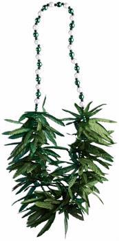 Green Leaf Beads Costume Necklace One Size
