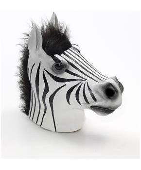 Latex Animal Costume Mask Adult: Zebra