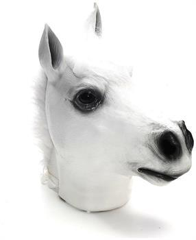 Latex Animal Costume Mask Adult: White Horse