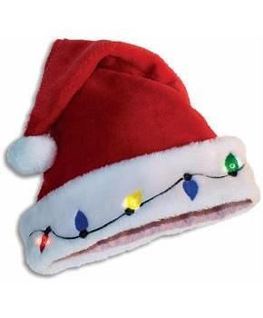 Light Up Santa Hat Adult Costume Accessory