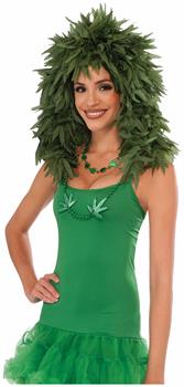 Cannabis Leaf Adult Costume Wig One Size