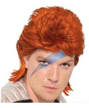 Orange David Bowie Rock Star Adult Costume Wig