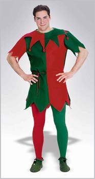 Christmas Holiday Elf Costume Tights Adult: Red and Green