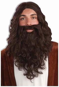 Biblical Wig and Beard Costume Accessory Set: Brown
